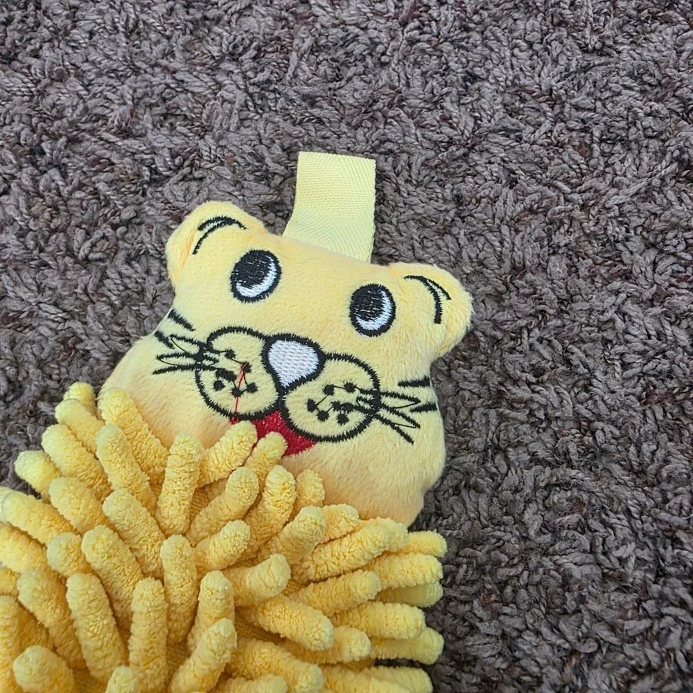 Norwex Kid Pet-To-Dry Tiger Hand Towel Yellow Chenille Microfiber BacLock Hang